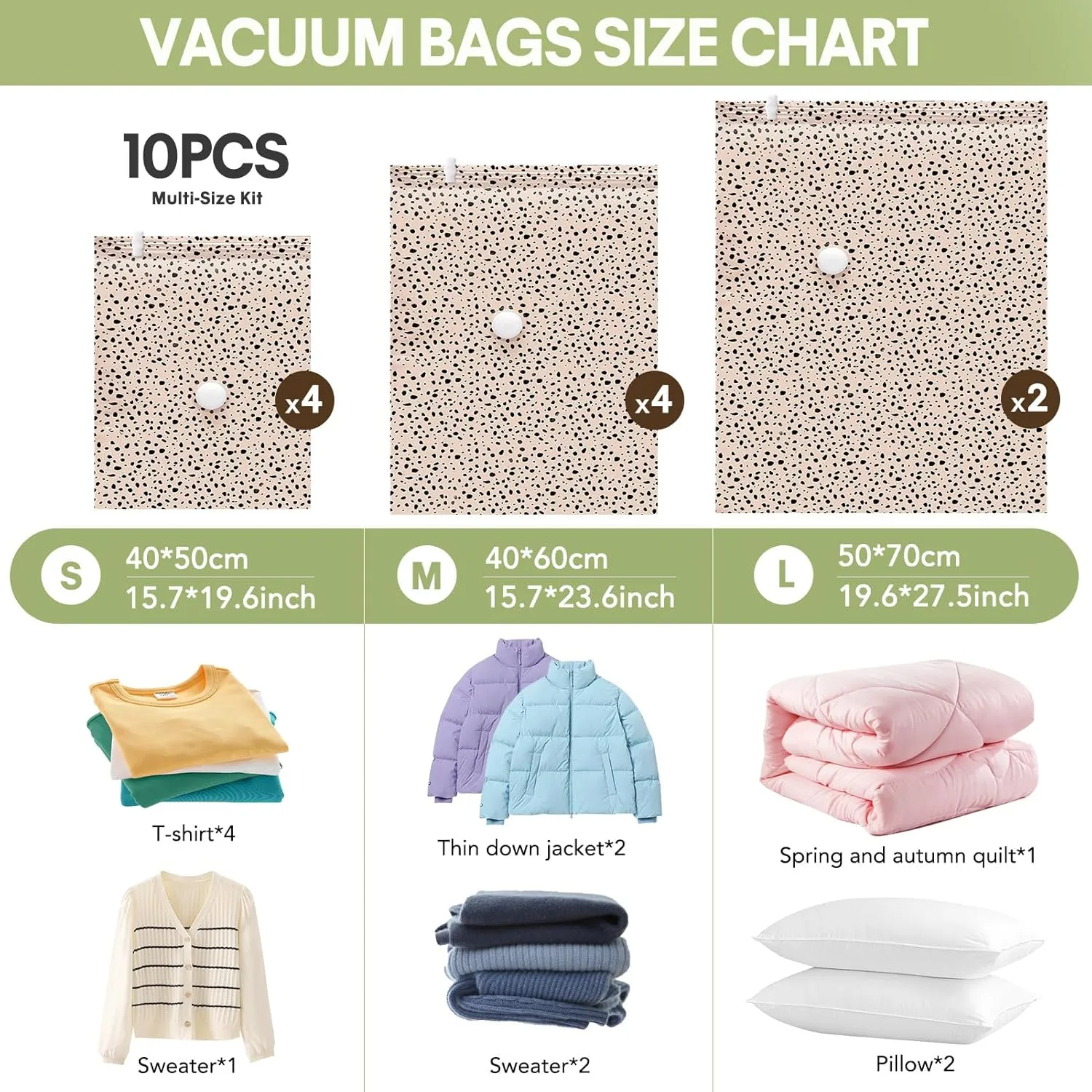 10 Pack Travel Vacuum Storage Bags with Electric Pump, 2 Large   4 Medium   4 Small Vacuum Sealer Bags, 80% Space Saver Bags for Luggage, Comforters and Blankets, Travel Essentials(Beige Leopard)