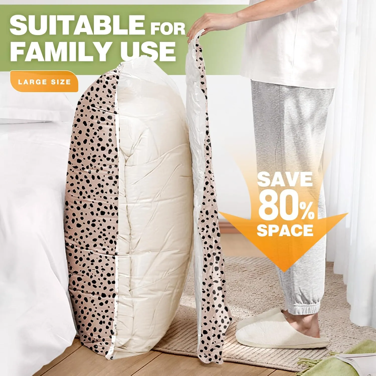 10 Pack Travel Vacuum Storage Bags with Electric Pump, 2 Large   4 Medium   4 Small Vacuum Sealer Bags, 80% Space Saver Bags for Luggage, Comforters and Blankets, Travel Essentials(Beige Leopard)