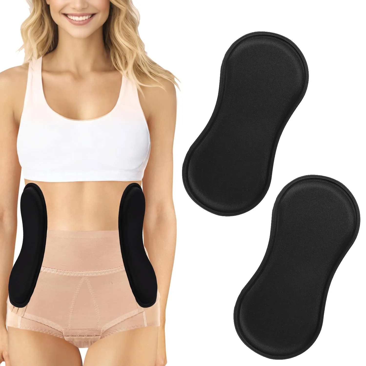 2pcs Abdominal Side Compression Boards, 11.81x5.51x0.47in Sponge Material Lipo Foam Lateral Protectors for Post Surgery Recovery Waist Filling Skin Anti-Sagging(Black)