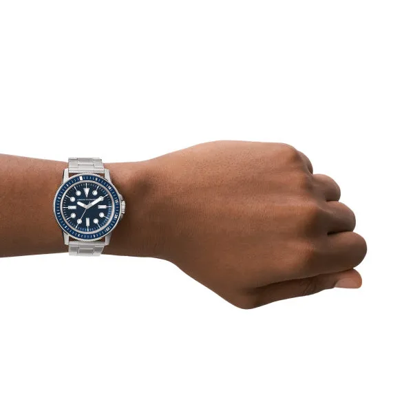 Armani Exchange Blue Face Silver Strap Gents Watch
