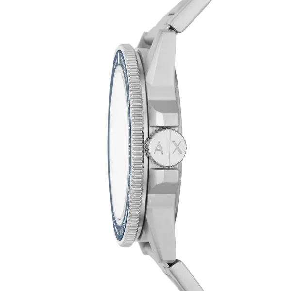 Armani Exchange Blue Face Silver Strap Gents Watch