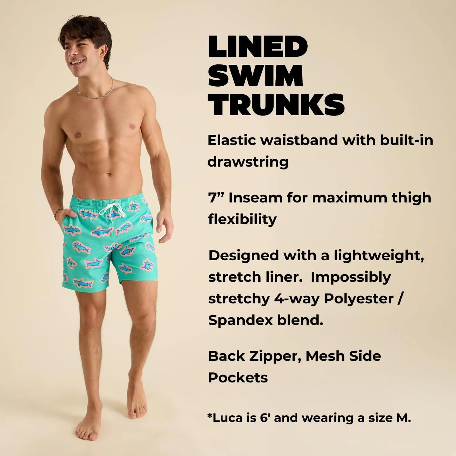 Chubbies Lined Mens Swim Trunks 7 Inch  Swim Shorts and Mens Shorts with Elastic Waist, Stretch, Boxer Brief Liner, UPF 50 