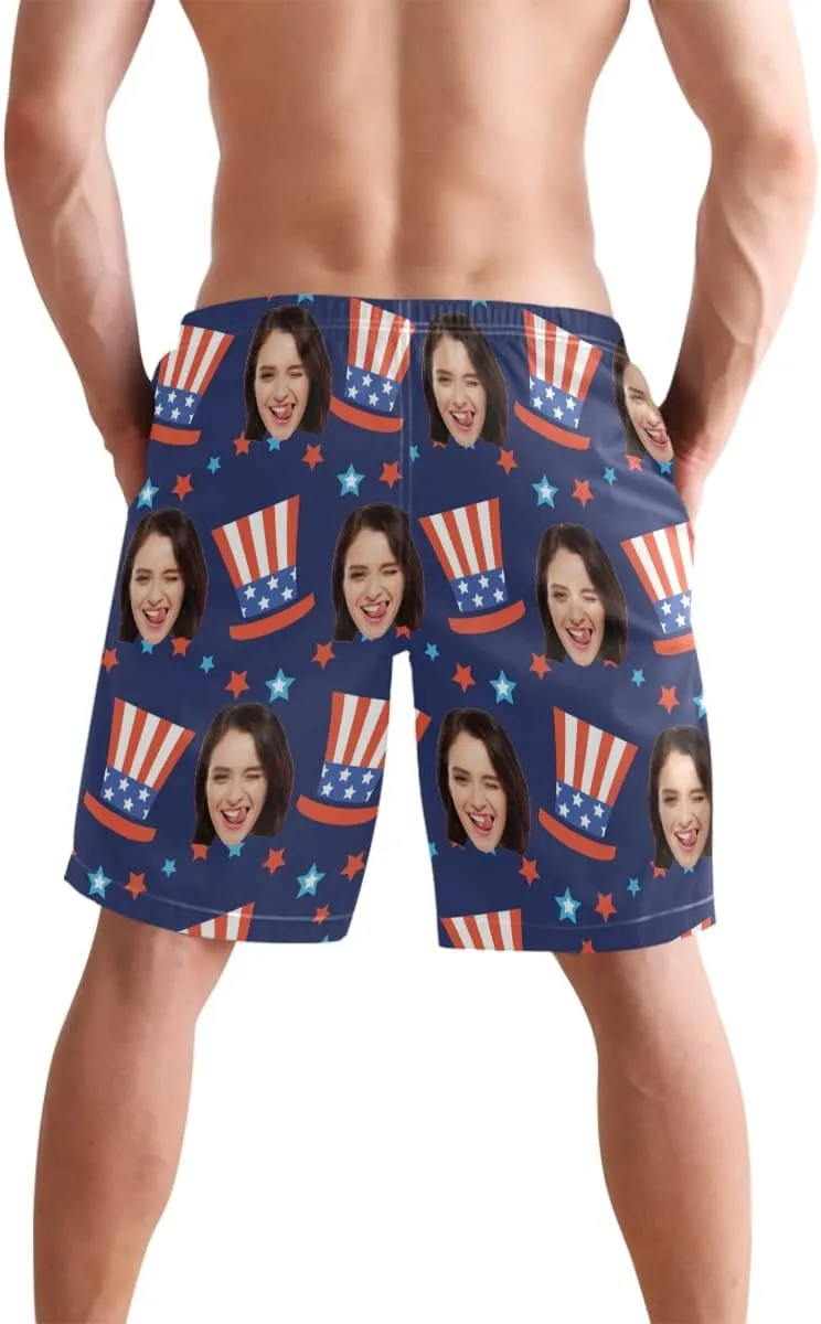 Custom Photo Mens Swim Trunks Personalized Beach Board Shorts Swim Shorts