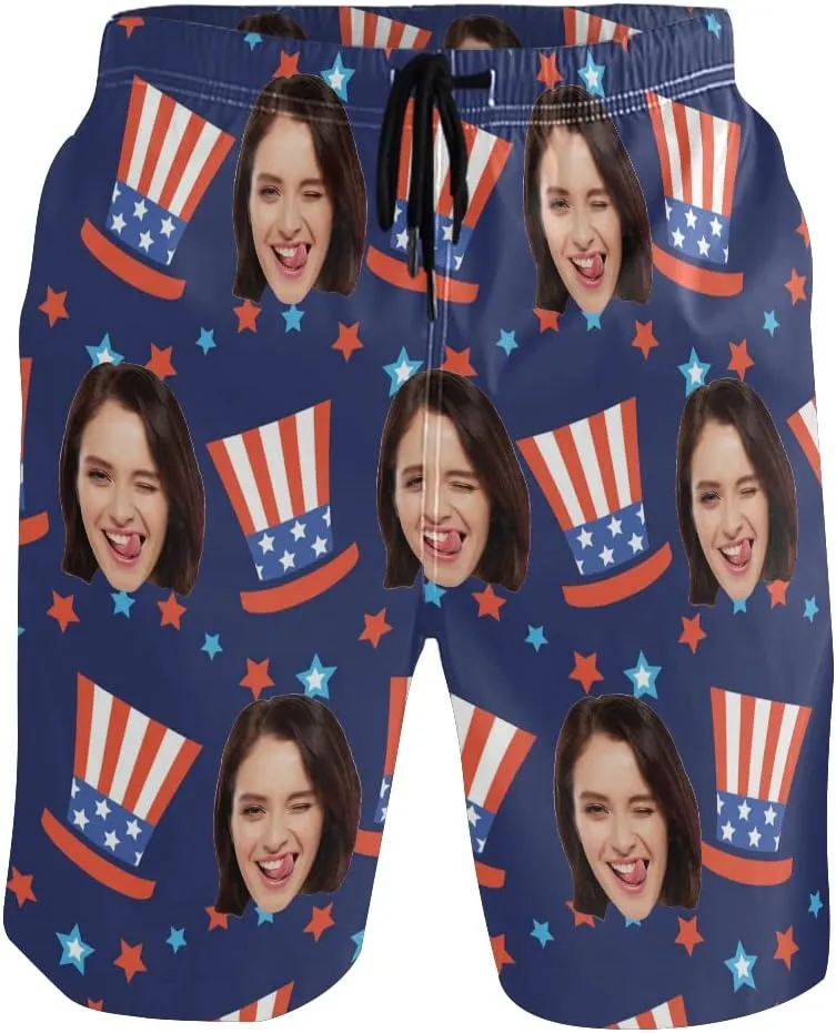 Custom Photo Mens Swim Trunks Personalized Beach Board Shorts Swim Shorts