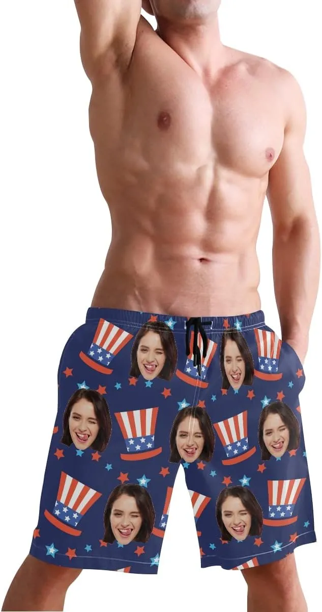 Custom Photo Mens Swim Trunks Personalized Beach Board Shorts Swim Shorts