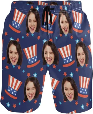 Custom Photo Mens Swim Trunks Personalized Beach Board Shorts Swim Shorts