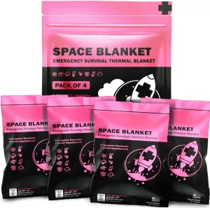 EVERLIT Survival Emergency Mylar Thermal Blankets -Space Blanket Survival kit Camping Blanket Perfect for First Aid, Outdoors, Hiking,Bug Out Bag,Marathons or First Aid (Bubblegum Pink)