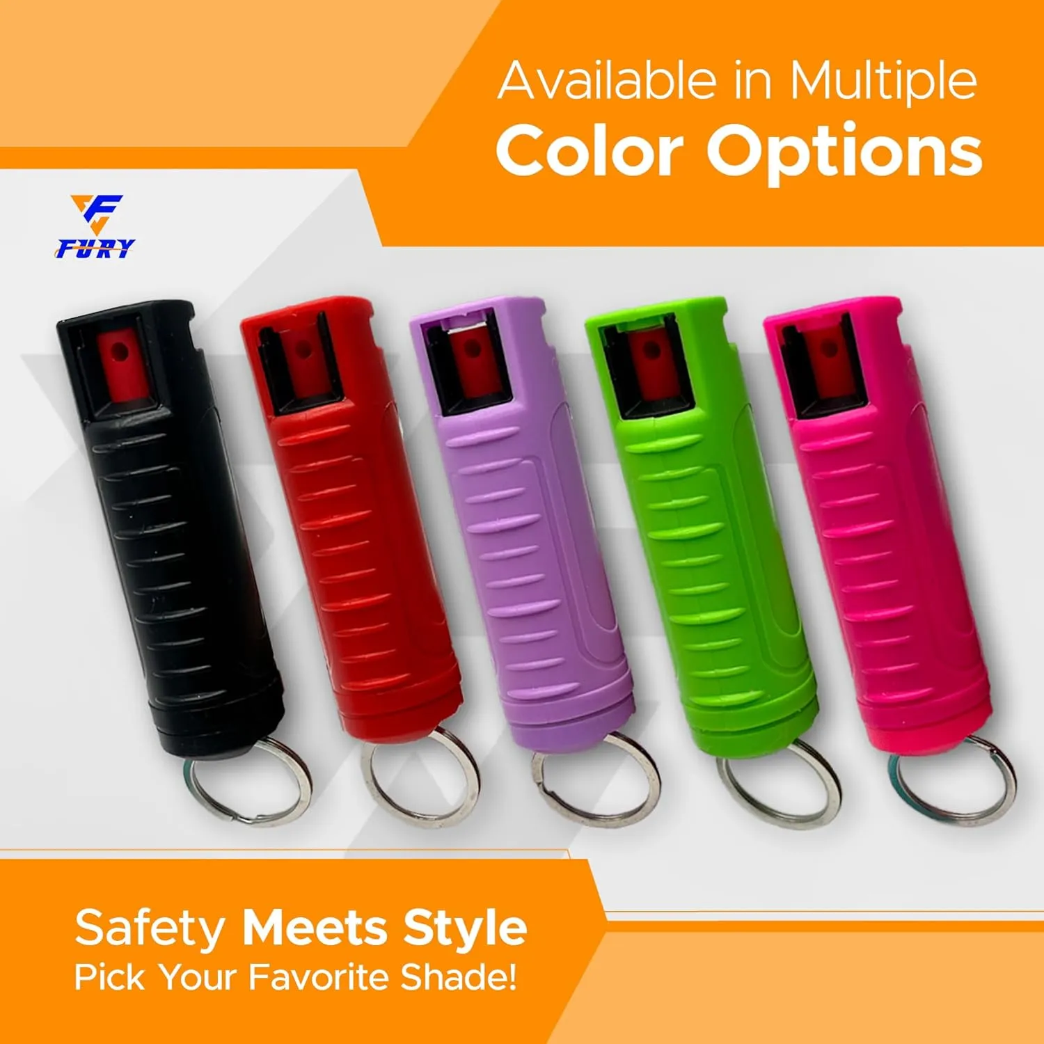 FURY Hardshell Pepper Spray - 12Ft Range, Max Strength, UV Dye Identifier, Anti-Leak & Anti-Misfire, Slidetop Trigger, Belt Clip & Key Ring, Multiple Color Options, Self-Defense Spray