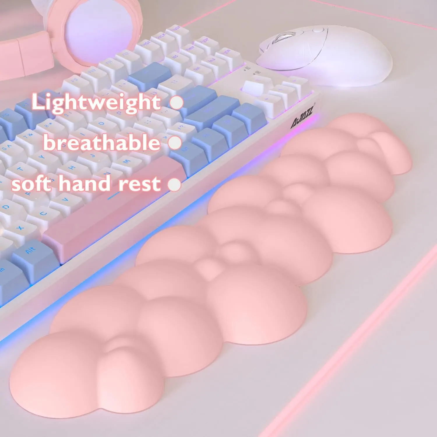 Gaming Keyboard Wrist Rest Pad,Memory Foam Keyboard Palm Rest, Ergonomic Hand Rest,Wrist Rest for Computer Keyboard,Laptop,Mac,Lightweight for Easy Typing Pain Relief (Light Pink)
