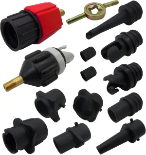GRABOTE New 2 Inflatable Pump Adaptor Air Pump Converter, Multifunction Valve Adapter with 9 Air Valve Nozzles for Inflatable Boat/Stand Up Paddle Board/Inflatable Bed/Surf Paddle Board