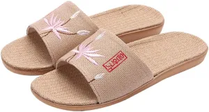 Hwayslon Flax Slippers Unisex Linen Summer Beach Shoes Lightweight Skidproof Indoor Slippers Home Breathable Sandals