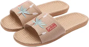 Hwayslon Flax Slippers Unisex Linen Summer Beach Shoes Lightweight Skidproof Indoor Slippers Home Breathable Sandals