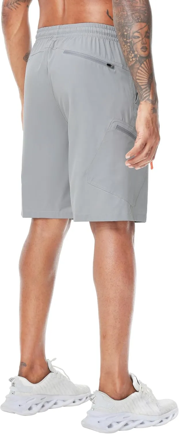 LAZYDAY Men's Hiking Cargo Shorts with Zipper Pockets Elastic Waist Quick Dry for Outdoor,Travel,Summer