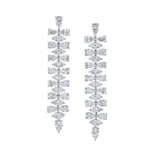 Marquise and Pear Shape Diamonds Dangle Earrings
