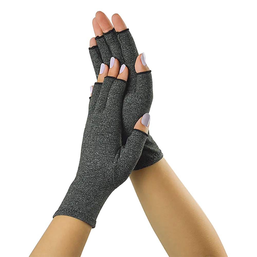 Medium Grey Compression Arthritis Gloves, Soft Stretchy - Randy & Travis