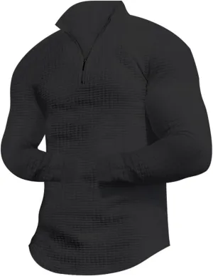Mens Stand Up Collar Vintage Corduroy Sweatshirt Trendy Color Block 1/4 Button Down Sweatshirts Menswear Henley