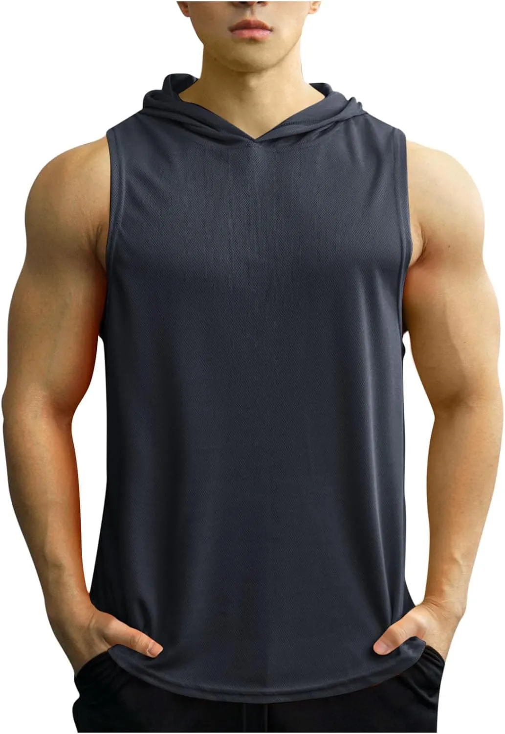 Mens Tank Top Lightweight Sleeveless Hoodie Muscle T-Shirt Summer Casual Cut Off Shirt Workout Running Gym Breathable Tee
