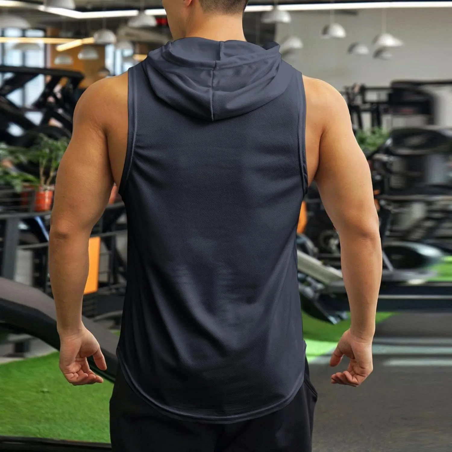 Mens Tank Top Lightweight Sleeveless Hoodie Muscle T-Shirt Summer Casual Cut Off Shirt Workout Running Gym Breathable Tee