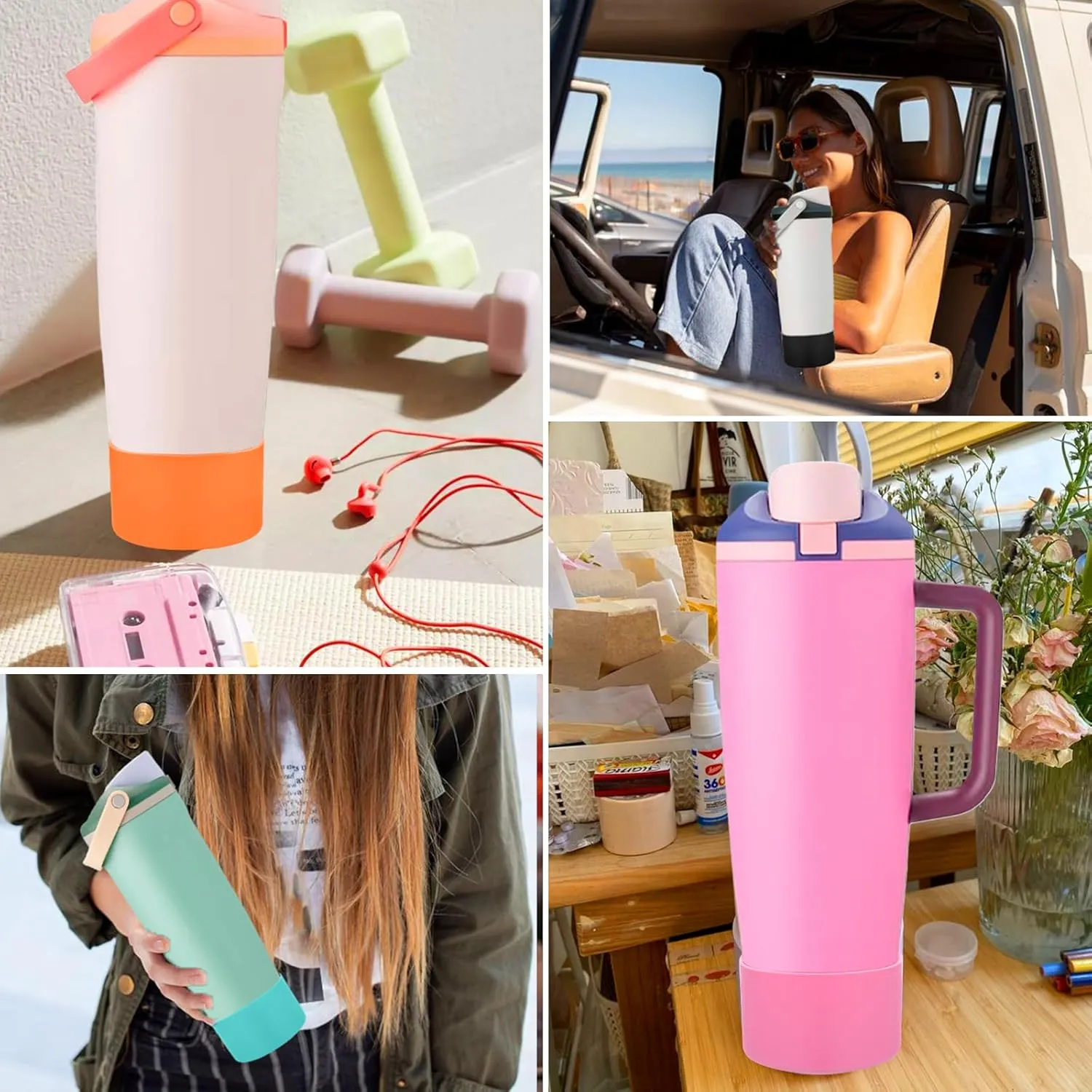 Mity rain 2PCS Protective Silicone Boots for Owala 30oz & 40oz FreeSip Sway Bottles & Tumblers - Accessories for owala, Enhances Stability & Prevents Scratches (Sage Green)