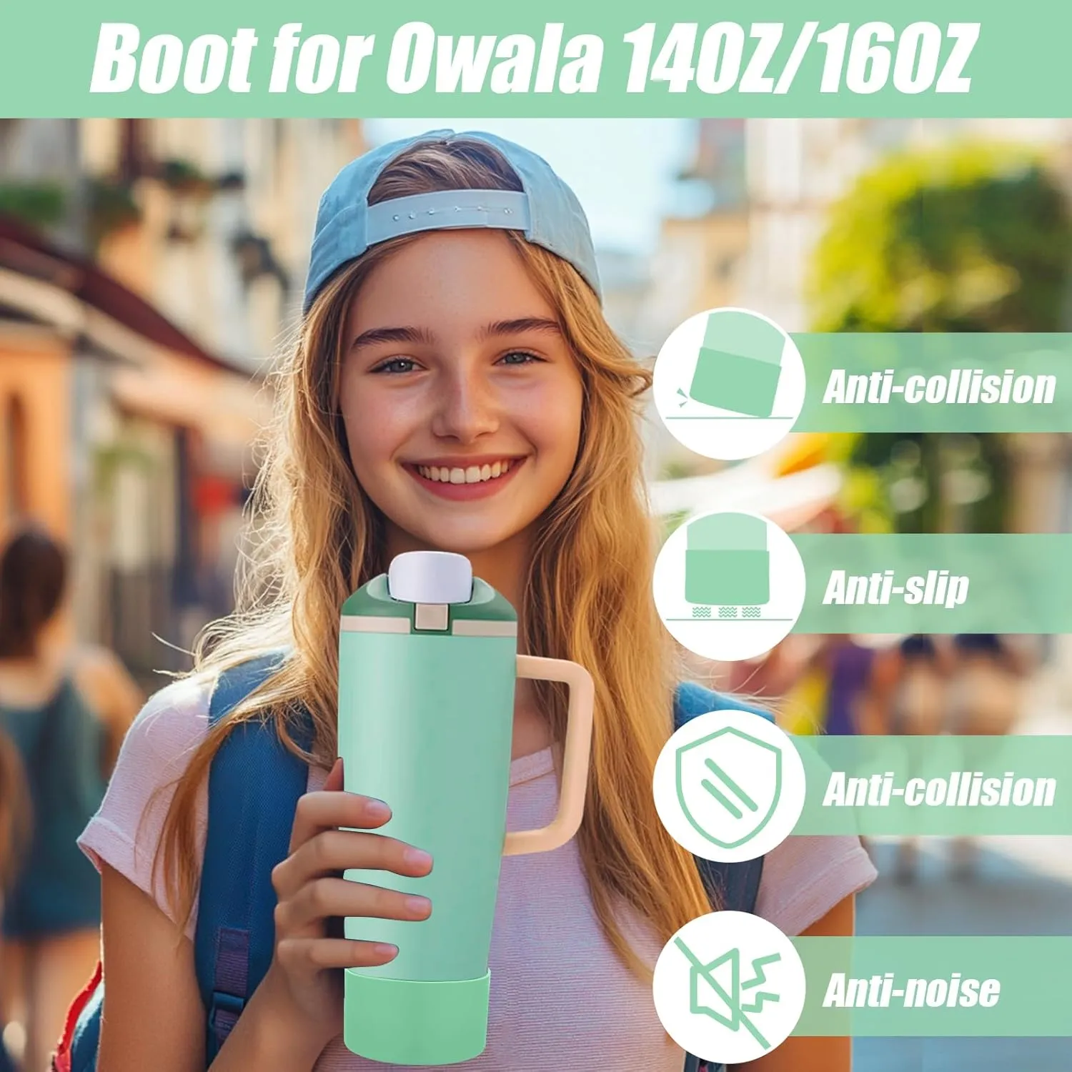 Mity rain 2PCS Protective Silicone Boots for Owala 30oz & 40oz FreeSip Sway Bottles & Tumblers - Accessories for owala, Enhances Stability & Prevents Scratches (Sage Green)