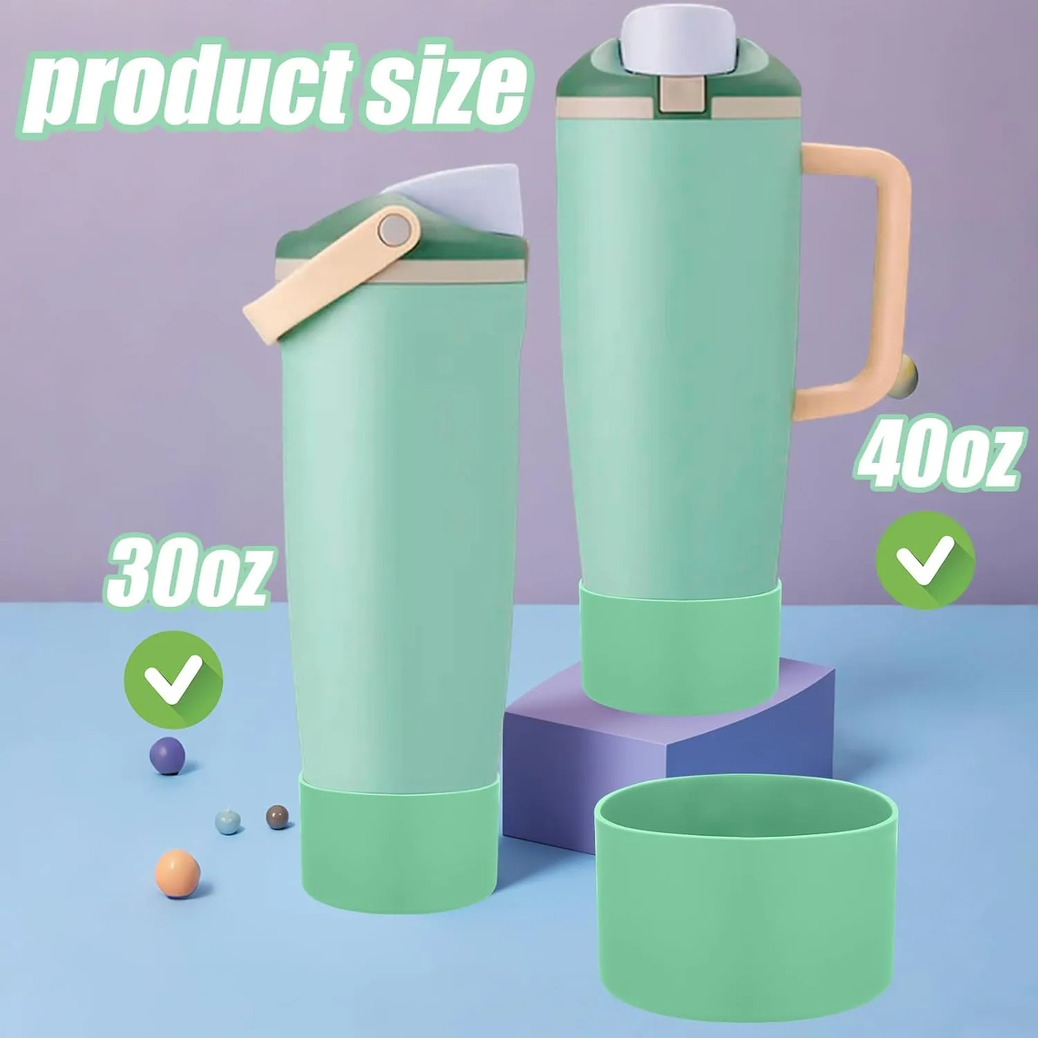 Mity rain 2PCS Protective Silicone Boots for Owala 30oz & 40oz FreeSip Sway Bottles & Tumblers - Accessories for owala, Enhances Stability & Prevents Scratches (Sage Green)