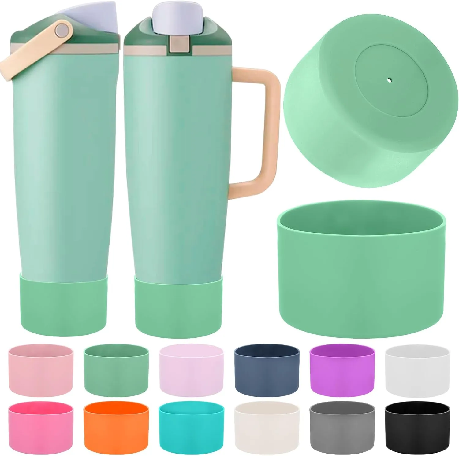 Mity rain 2PCS Protective Silicone Boots for Owala 30oz & 40oz FreeSip Sway Bottles & Tumblers - Accessories for owala, Enhances Stability & Prevents Scratches (Sage Green)