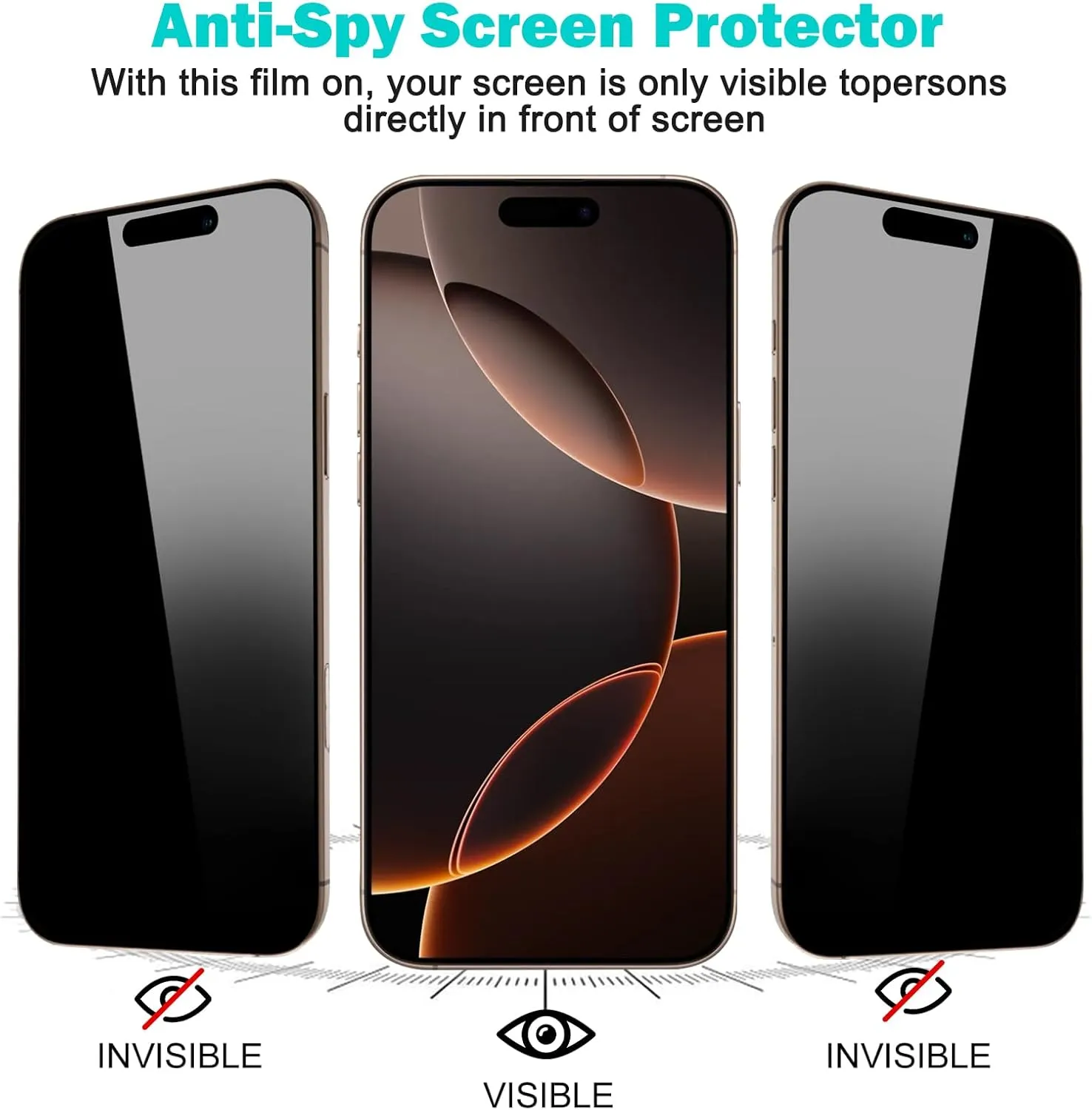 Pehael [3 3Pack] Privacy Screen Protector for iPhone 16 Pro Max with Camera Lens Protector Full Coverage Anti-Spy Tempered Glass Film 9H Hardness Upgrade Edge Protection Easy Installation Bubble Free [6.9 inch]