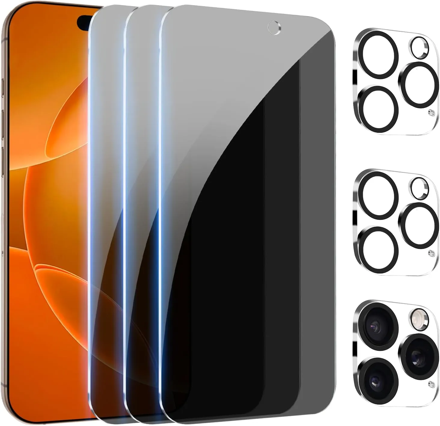 Pehael [3 3Pack] Privacy Screen Protector for iPhone 16 Pro Max with Camera Lens Protector Full Coverage Anti-Spy Tempered Glass Film 9H Hardness Upgrade Edge Protection Easy Installation Bubble Free [6.9 inch]
