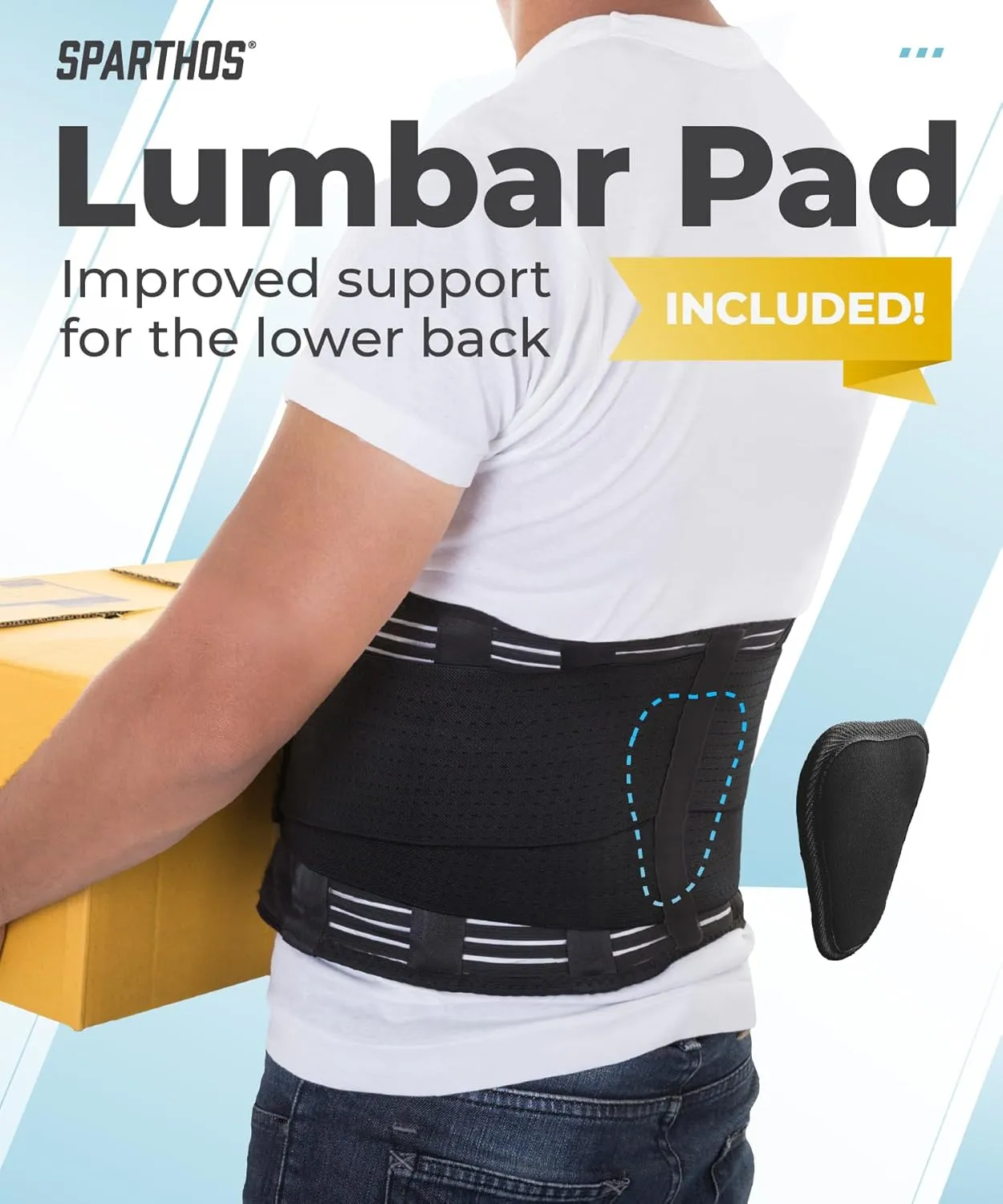 Sparthos Back Brace for Lower Back Pain - Immediate Relief from Sciatica, Herniated Disc, Scoliosis - Breathable Design With Lumbar Support Pad - For Home & Lifting At Work - For Men & Women - Large