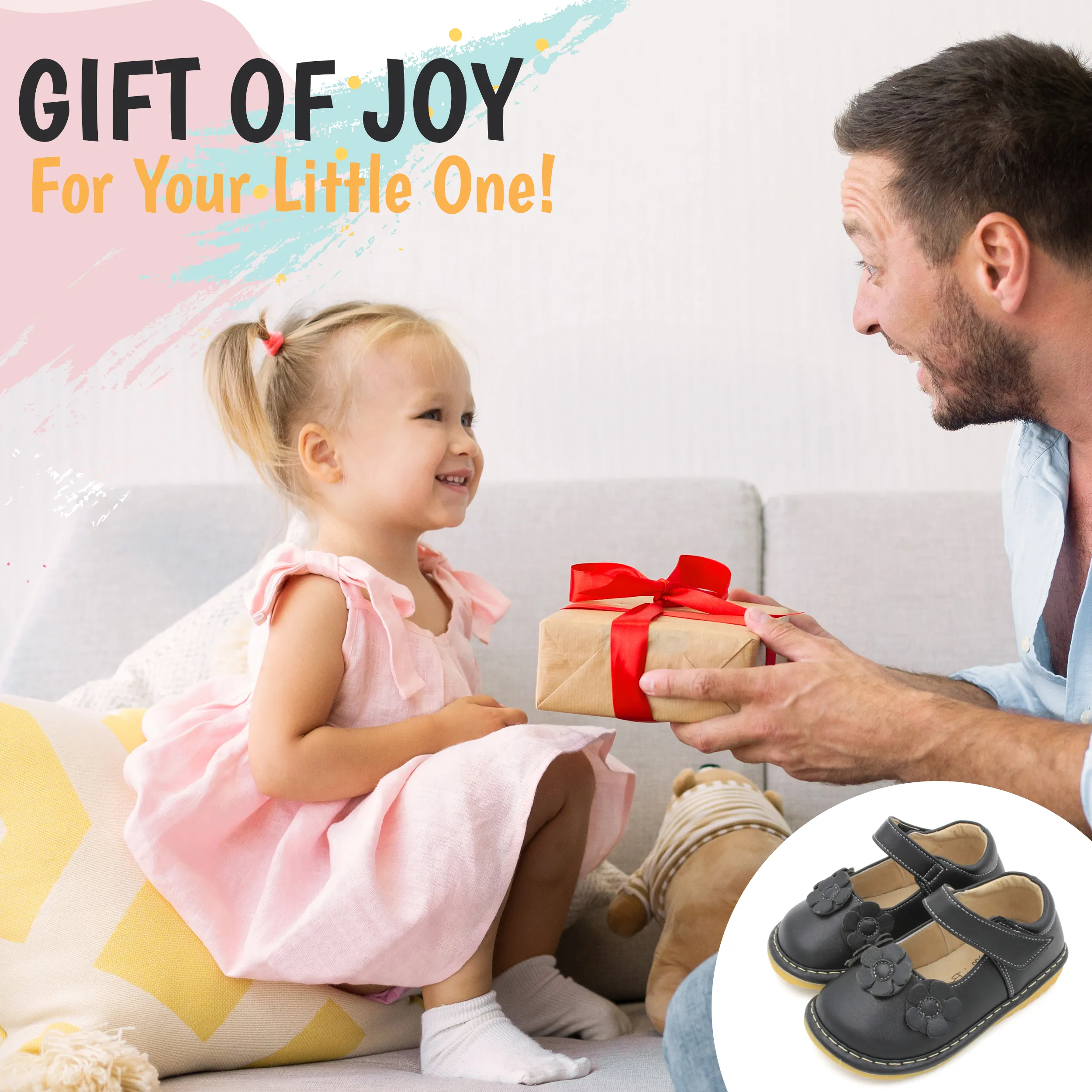 Three Flower Mary Jane Squeaky Shoes