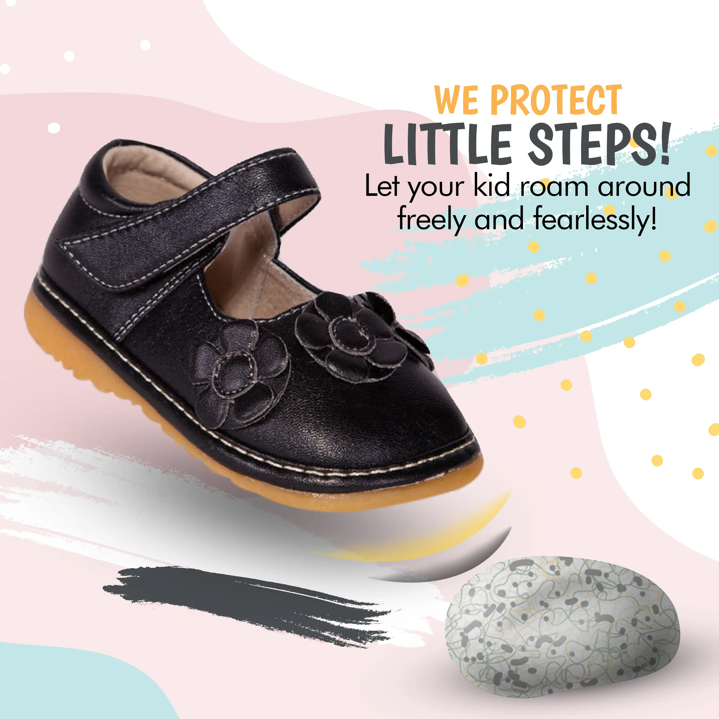 Three Flower Mary Jane Squeaky Shoes