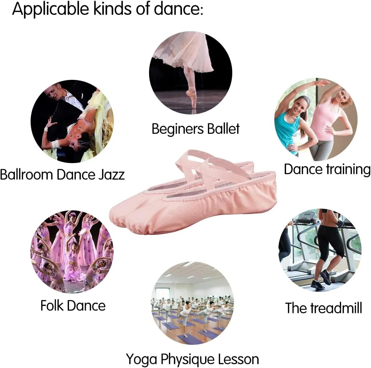 TXJ Sports Ballet Shoes for Women Girls, Women's Ballet Slipper Canvas Dance Shoes Split Sole Yoga Dance Flats