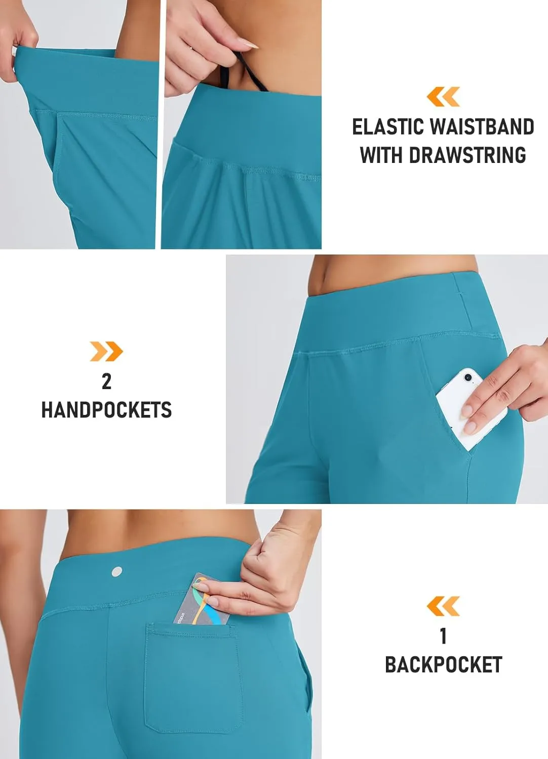 Women's 18" Casual Beach Swim Capri Pants Lightweight Modest Swimsuits Long Swim Shorts with Pockets UPF50 