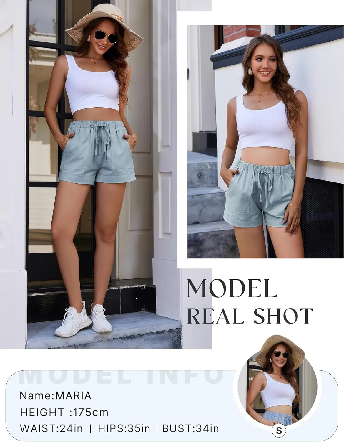 Womens Elastic Waist Drawstring Shorts Summer Lightweight Beach Shorts Comfy Casual Short Pants with Pockets