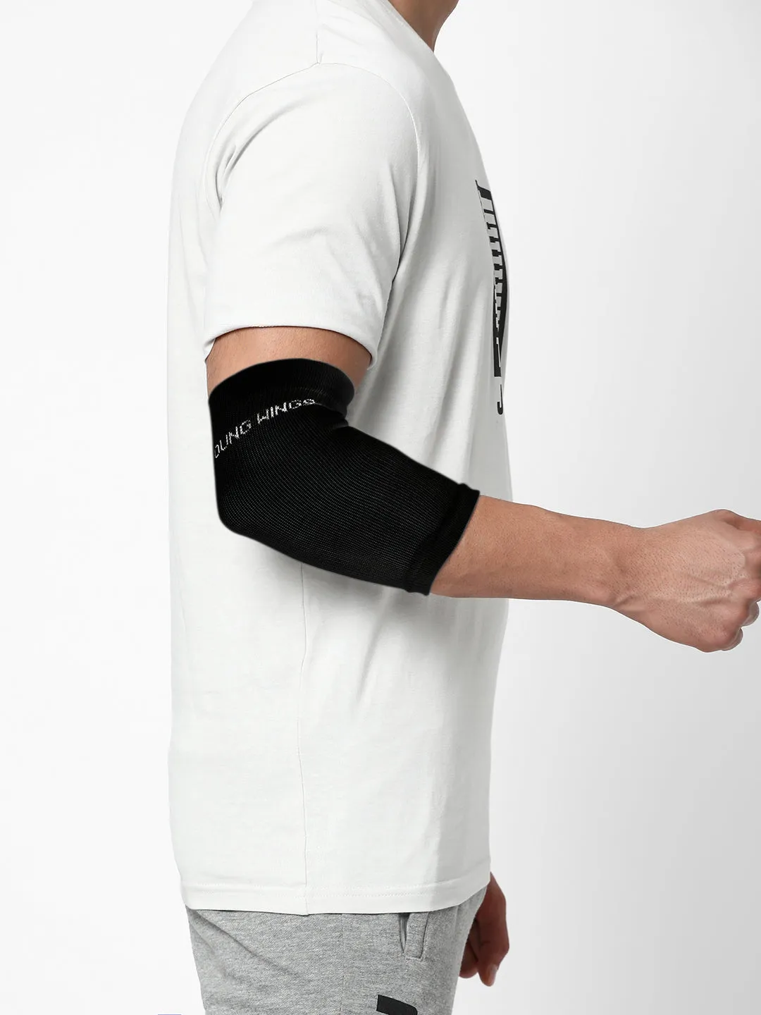 Young Wings Antibacterial Bamboo Fabric Elbow Protector for Unisex- Pack of 2 Pairs, colour: Black