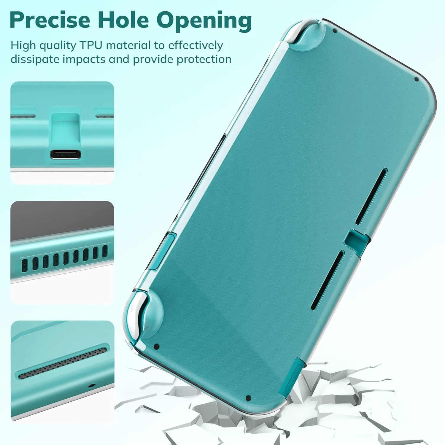 Younik Switch Lite Case, Portable Switch Lite Carrying Case, 14 in 1 Accessories Kit with Carrying Case, Protective Cover, Game Card Case, Screen Protectors, Thumb Grips, Pendant and straps (Green)